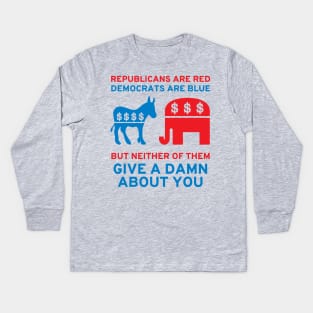 Republicans Are Red, Democrats Are Blue - Politics, Corruption, Third Party, Reform, Oligarchy, Duopoly, Meme Kids Long Sleeve T-Shirt